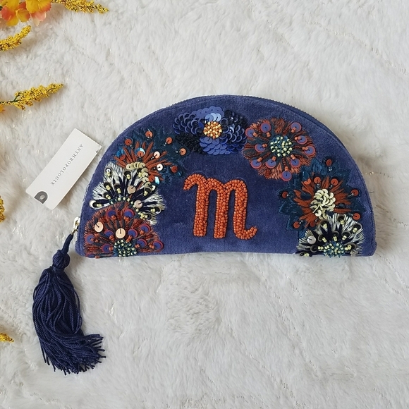 Anthropologie x Anna Harlow "M" Monogram Crescent Pouch - Picture 1 of 10